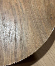 Load image into Gallery viewer, Oak Finish Manufactured Wood Round Side Table with 3 Pillar Legs