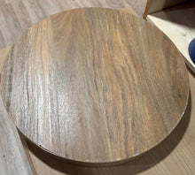 Load image into Gallery viewer, Oak Finish Manufactured Wood Round Side Table with 3 Pillar Legs