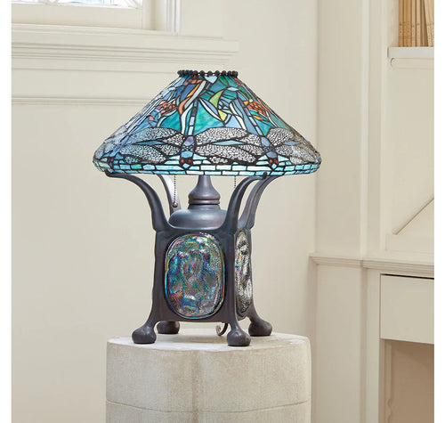 Tiffany Style Dragonfly Turtleback Base Table Lamp