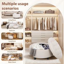 Load image into Gallery viewer, 25'' Oversized Upholstered Round Storage Ottoman By Ebern Designs, Beige