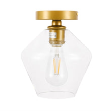 Load image into Gallery viewer, Gene 1 Light 8 inch Brass Flush Mount Ceiling Light