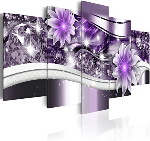 Modern 5 PC Diamond Crystal Floral Art Canvas Picture Set