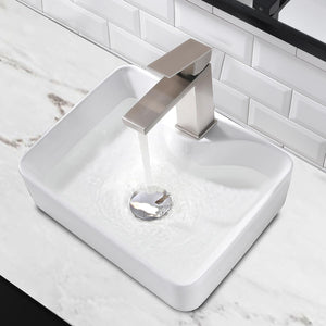 16" x 12" Rectangle Bathroom Vessel Sink with Bathroom Faucet and Pop Up Drain