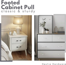 Load image into Gallery viewer, Hestia Hardware Zinc Cabinet Footed Handle - 3" Center to Center, 10 Pack (Satin Nickel)
