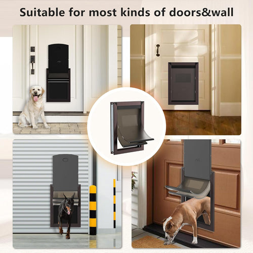 RESCUMASCER Coffe Large Dog Doors for Large Dogs with Double Magnetic Flaps, Durable Aluminum Frame