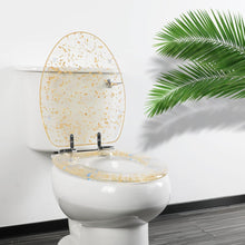 Load image into Gallery viewer, Heavy Duty Toilet Seat with Glitter Acrylic Gold Foil Finish 19&#39;&#39;