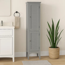 Load image into Gallery viewer, 63" Benicio Freestanding Linen Accent Tower Cabinet with Faux Louvred Doors and Adjustable Shelf