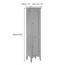 Load image into Gallery viewer, 63" Benicio Freestanding Linen Accent Tower Cabinet with Faux Louvred Doors and Adjustable Shelf