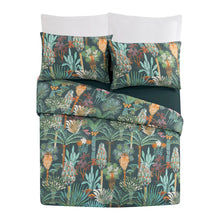 Load image into Gallery viewer, Black/Brown/Green Standard Cotton Reversible 3 Piece Duvet Cover Set, KING