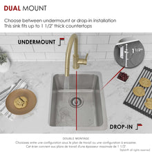 Load image into Gallery viewer, Builder Stylish Morella Dual-Mount 15" Stainless Steel Single Bowl Kitchen Sink S-405T