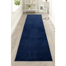 Load image into Gallery viewer, 2'6" x 10' Custom Size Runner Rug Solid Colour Navy Blue Medium Pile Slip Resistant by Feet, Navy