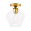 Gene 1 Light 8 inch Brass Flush Mount Ceiling Light