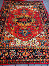 Load image into Gallery viewer, 6'7" x 9'6" Bratton loomed Red/Black/Orange/Lime/Teal oriental rug