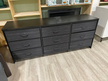 Load image into Gallery viewer, 9 Drawer Black Dresser/TV Stand for 65 Inch TV, Wooden Top Side