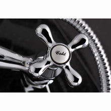 Load image into Gallery viewer, Kingston Triple Handle Wall Mounted Clawfoot Tub Faucet with Handheld Shower WITH Vintage Clawfoot 1.5" Chain and Plug Tub Drain with Overflow