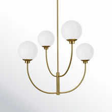 Load image into Gallery viewer, Kyle 4 - Light Dimmable Modern Linear Chandelier, Satin Gold
