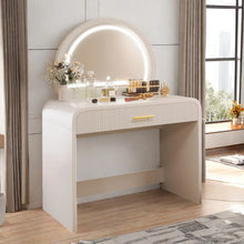 Load image into Gallery viewer, Makeup Vanity Table With Touch Screen Lighted Mirror, Dressing Table With A Drawer And Curved Edges