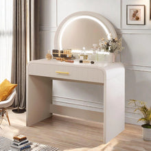 Load image into Gallery viewer, Makeup Vanity Table With Touch Screen Lighted Mirror, Dressing Table With A Drawer And Curved Edges