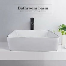 Load image into Gallery viewer, Modern White Ceramic Rectangular Basin Vessel Sink with Faucet US-HW1125