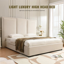 Load image into Gallery viewer, KING Morghen Upholstered Platform Bed With Extra High Headboard And 2 Extra Large Capacity Drawers, BEIGE