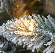 Load image into Gallery viewer, 7 ft. Green Lighted Flocked Spruce Artificial Christmas Tree