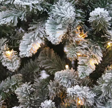 Load image into Gallery viewer, 7 ft. Green Lighted Flocked Spruce Artificial Christmas Tree