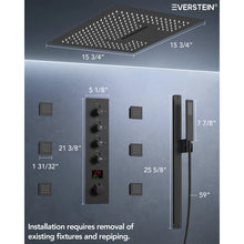 Load image into Gallery viewer, Thermostatic Digital Shower System Set 16" LED Shower Head with Slide Bar Handheld Spray SFS-1027-BK16