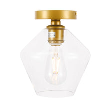Load image into Gallery viewer, Gene 1 Light 8 inch Brass Flush Mount Ceiling Light