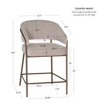 Load image into Gallery viewer, Sheriden Upholstered Counter Stool (Set of 2), Grey Beige