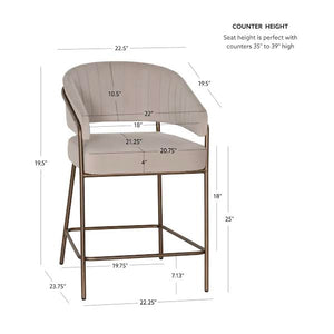 Sheriden Upholstered Counter Stool (Set of 2), Grey Beige