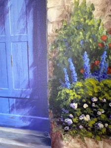 Provence Blue Door Wrapped Canvas by Barbara Felisky (22.5"W x 30.5"H)