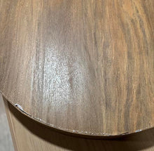 Load image into Gallery viewer, Oak Finish Manufactured Wood Round Side Table with 3 Pillar Legs