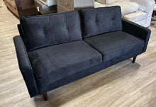 Load image into Gallery viewer, 70&quot; Black Velvet Sofa
