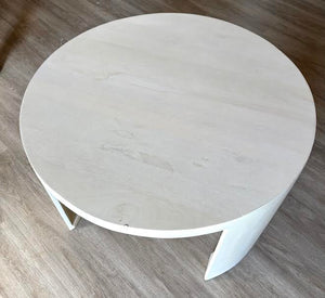 Cyrus Solid Wood Drum 2 Nesting Tables Set with Storage