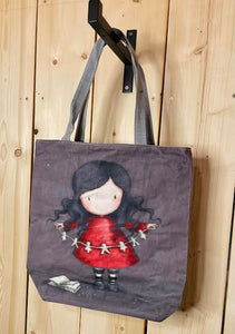 'Girl with Paper Family' Canvas Tote