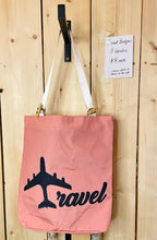 Load image into Gallery viewer, &#39;Travel&#39; Airplane Canvas Travel Backpack/Tote