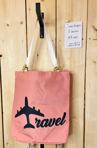 'Travel' Airplane Canvas Travel Backpack/Tote