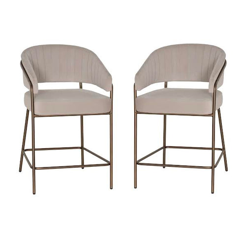Sheriden Upholstered Counter Stool (Set of 2), Grey Beige