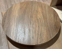 Load image into Gallery viewer, Oak Finish Manufactured Wood Round Side Table with 3 Pillar Legs
