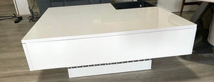 Modern Minimalist Design 31.5*31.5In Square Coffee Table With Detachable Tray with LED Lights