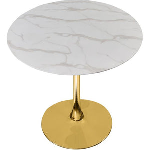 Meridian Furniture Tulip 36" Round Faux Marble Top Dining Table with Gold Base