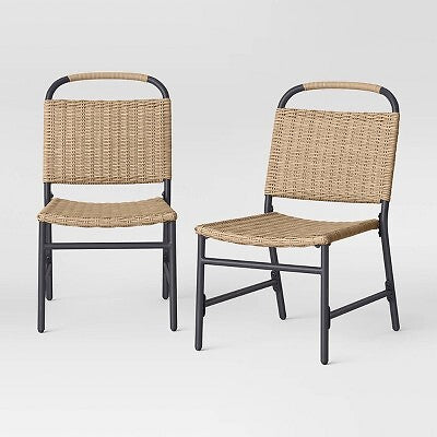 Popperton Arched Wicker 2pk Patio Dining Chairs - Black - Threshold de ...