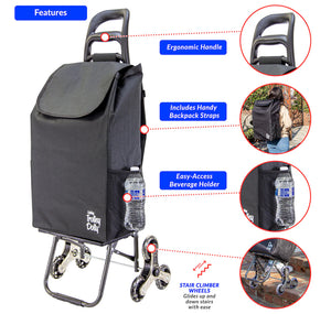 Stair Climber Trolley Dolly with Skate Wheels dbest, BLACK