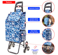 Load image into Gallery viewer, Stair Climber Trolley Dolly with Skate Wheels dbest, BLUE FLORAL
