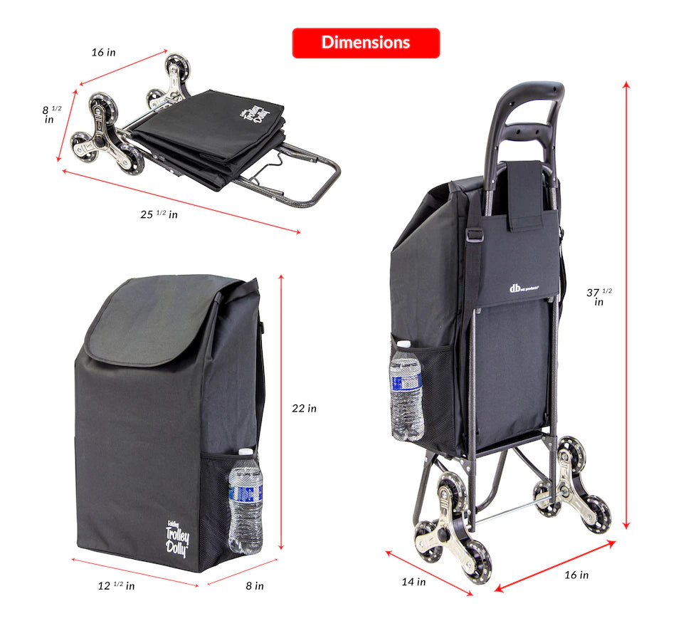 Stair Climber Trolley Dolly with Skate Wheels dbest, BLACK