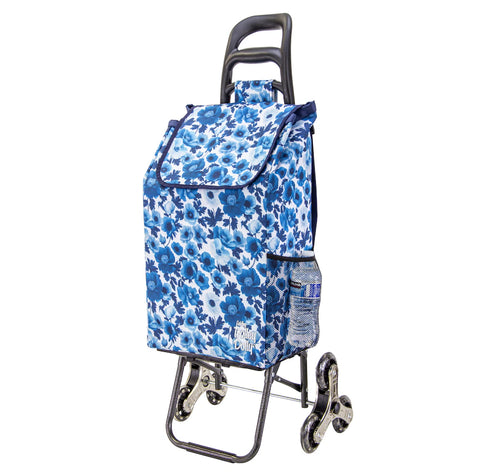 Stair Climber Trolley Dolly with Skate Wheels dbest, BLUE FLORAL