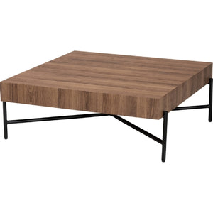 Baxton Studio Savion Coffee Table in Walnut Brown Finish Wood & Black Metal