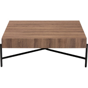 Baxton Studio Savion Coffee Table in Walnut Brown Finish Wood & Black Metal