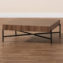 Load image into Gallery viewer, Baxton Studio Savion Coffee Table in Walnut Brown Finish Wood &amp; Black Metal