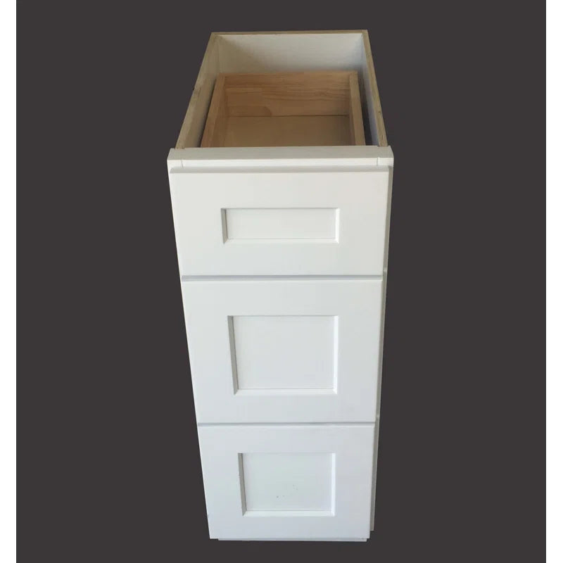 White Shaker 3 Drawers Bathroom Vanity Base Cabinets